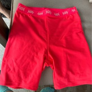 YITTY long spandex shorts, neon pink